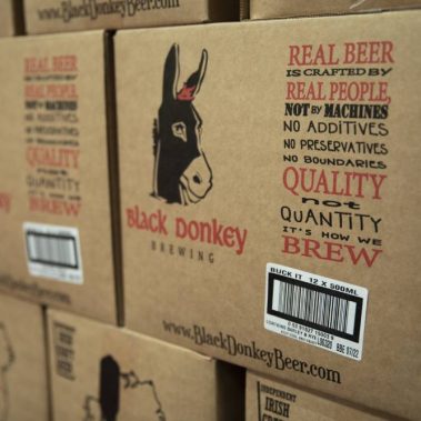 Stack of black donkey brewing beer