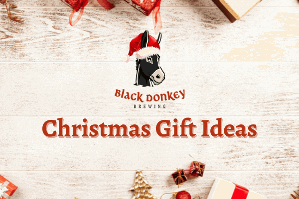 Christmas Gift Ideas Blog Header black donkey logo with christmas hat on
